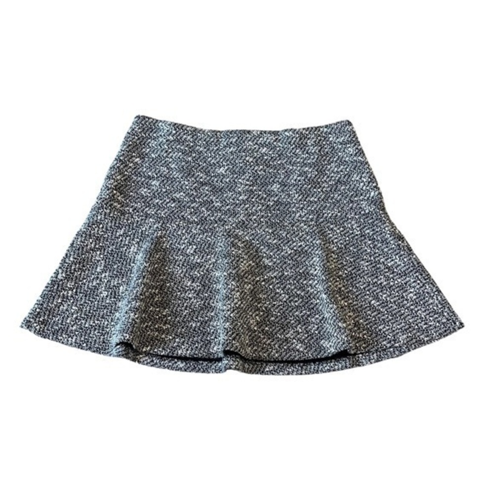 Ann Taylor LOFT Black/White Woven Winter Peplum Skater Skirt  Size MP